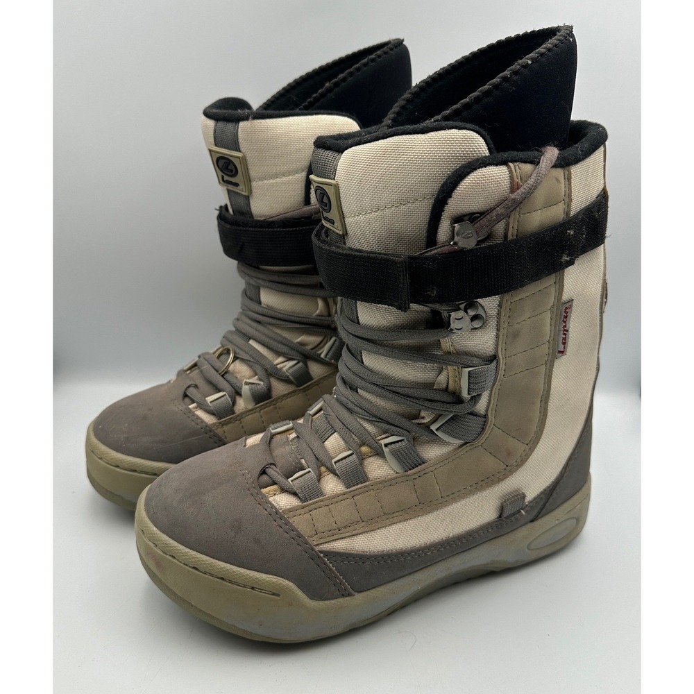 Lamar Retro Snowboard Boots Universe Adult W10 M8.5 Tan Gray Lace Up Strap Vtg